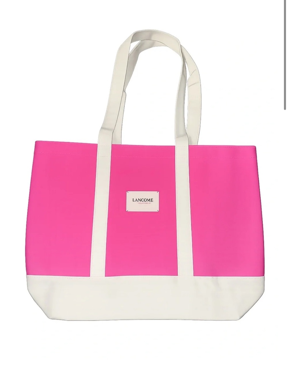 Lancome Pink and Cream Canvas Tote Bag LARGE size brand new